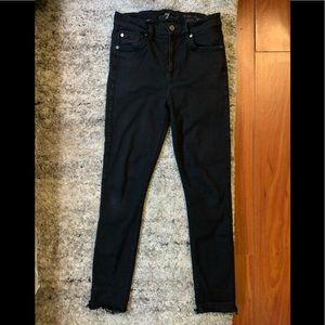 7 For All Mankind - The High Waist Skinny Denim Jeans - Black - Size 28